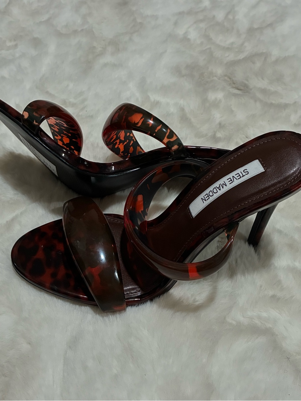 Steve Madden Brown Tortoiseshell Clear Strap Stiletto Sandals